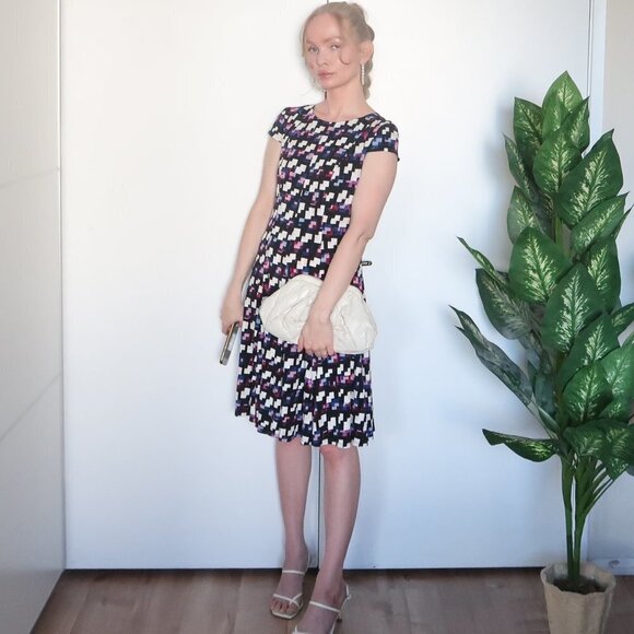 Eliza J. Cap Sleeve Geometric Print A-line Mini Dress Size 0P - Picture 3 of 15